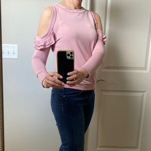 Pink Ruffled Cut-Out Blouse